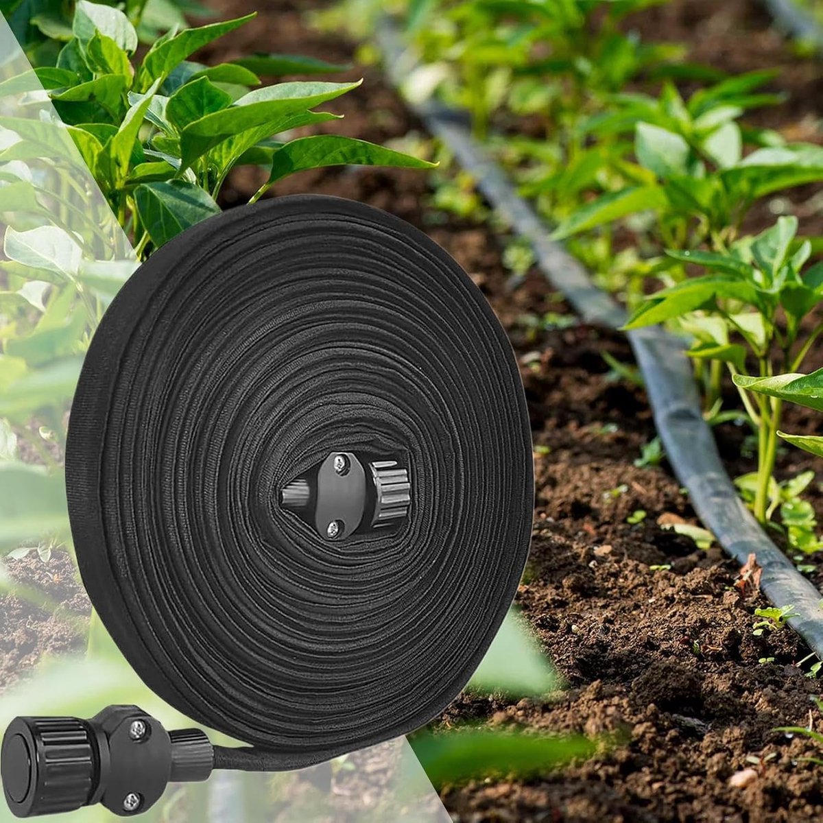 Tuinslang Druppelslang - Uittrekbare Slang - Efficiënt Besproeien - Dubbellaags PVC - 15 meter - Groen – foto 2