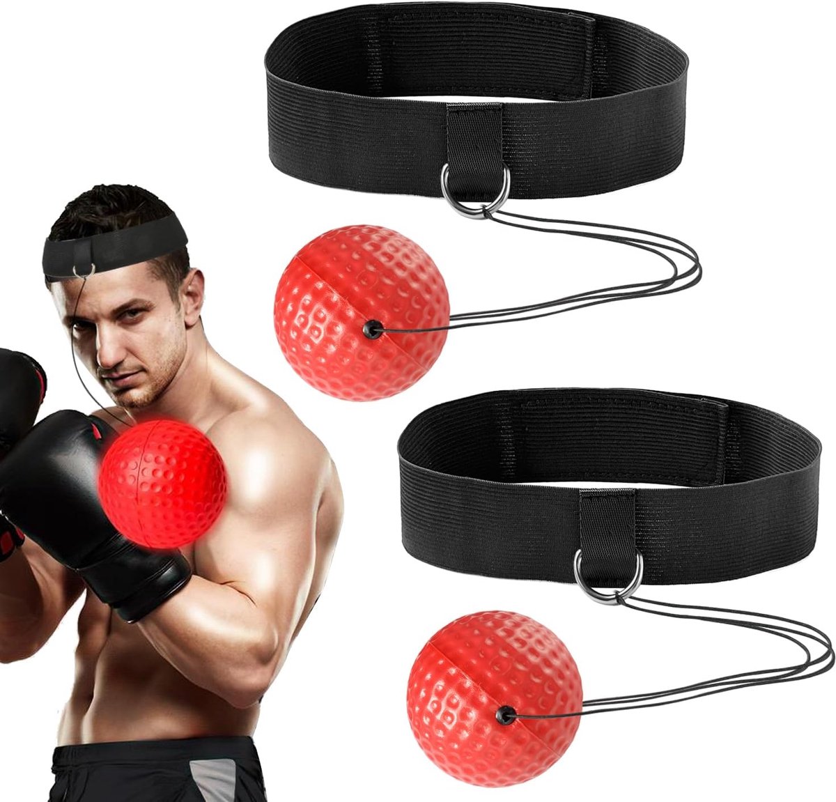 Boxing bal met hoofdband - verstelbaar - 2 stuks - verbeter reactie en coördinatie - SnelShoppen