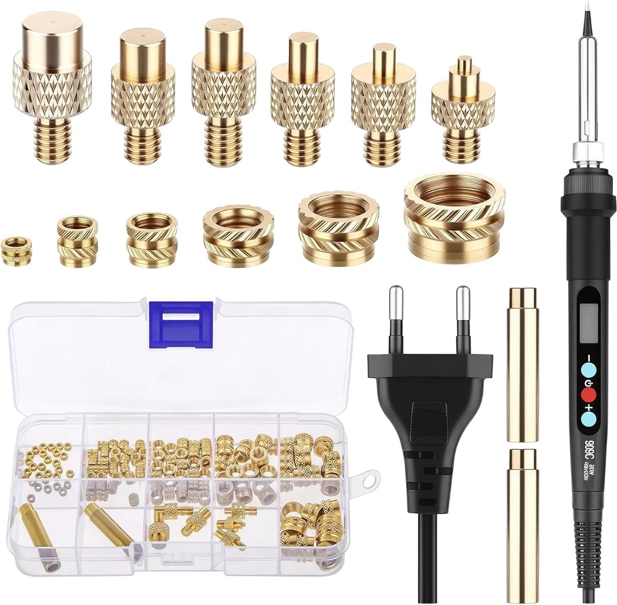 Soldeerbout set 90W - Digitale LCD 180-500°C - 6 soldeerpunten incl. 139 messing moeren - Perfect voor 3D-printen - ShopVlot