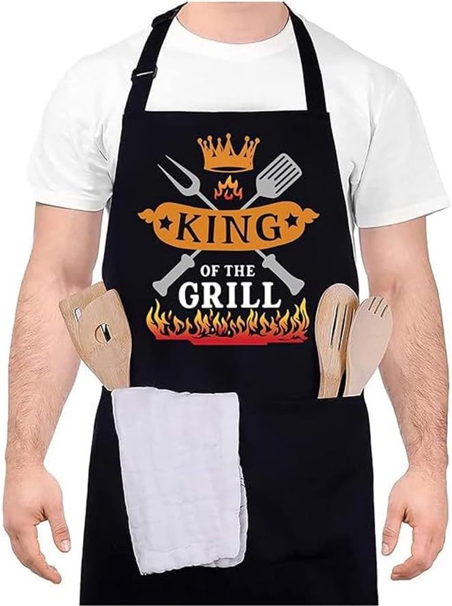 Grill Schort Grappige Cadeaus - Persoonlijk Waterdicht Schort met 3 Vakken - Perfect voor BBQ - SnelShoppen