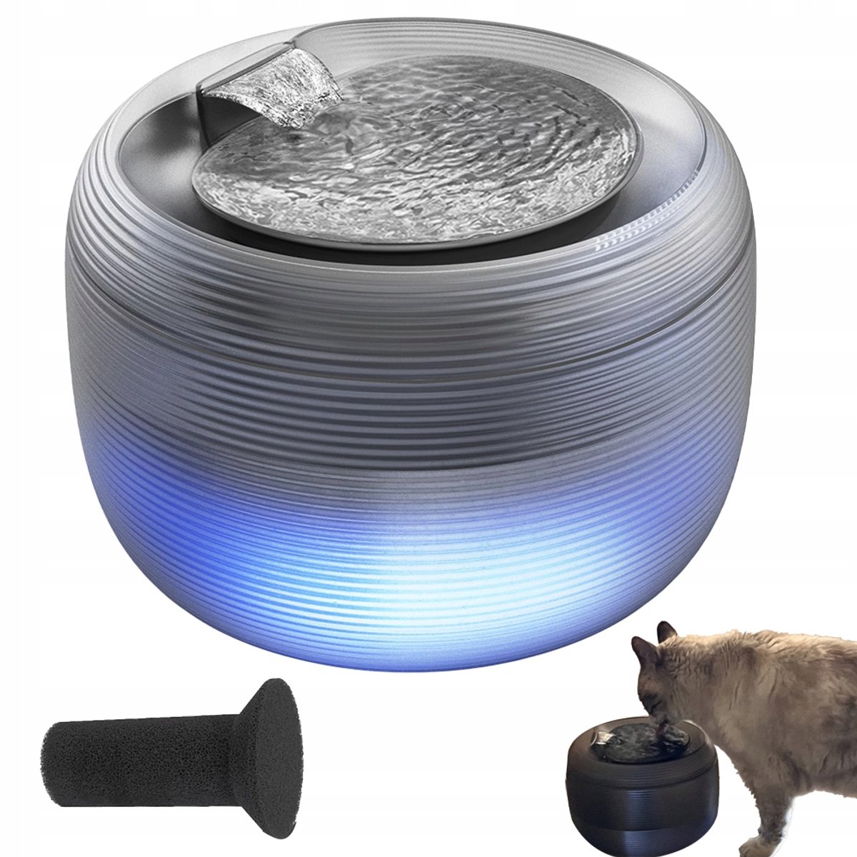 Merkloze Automatische Drinkfontein voor Huisdieren met LED, 2,5L
