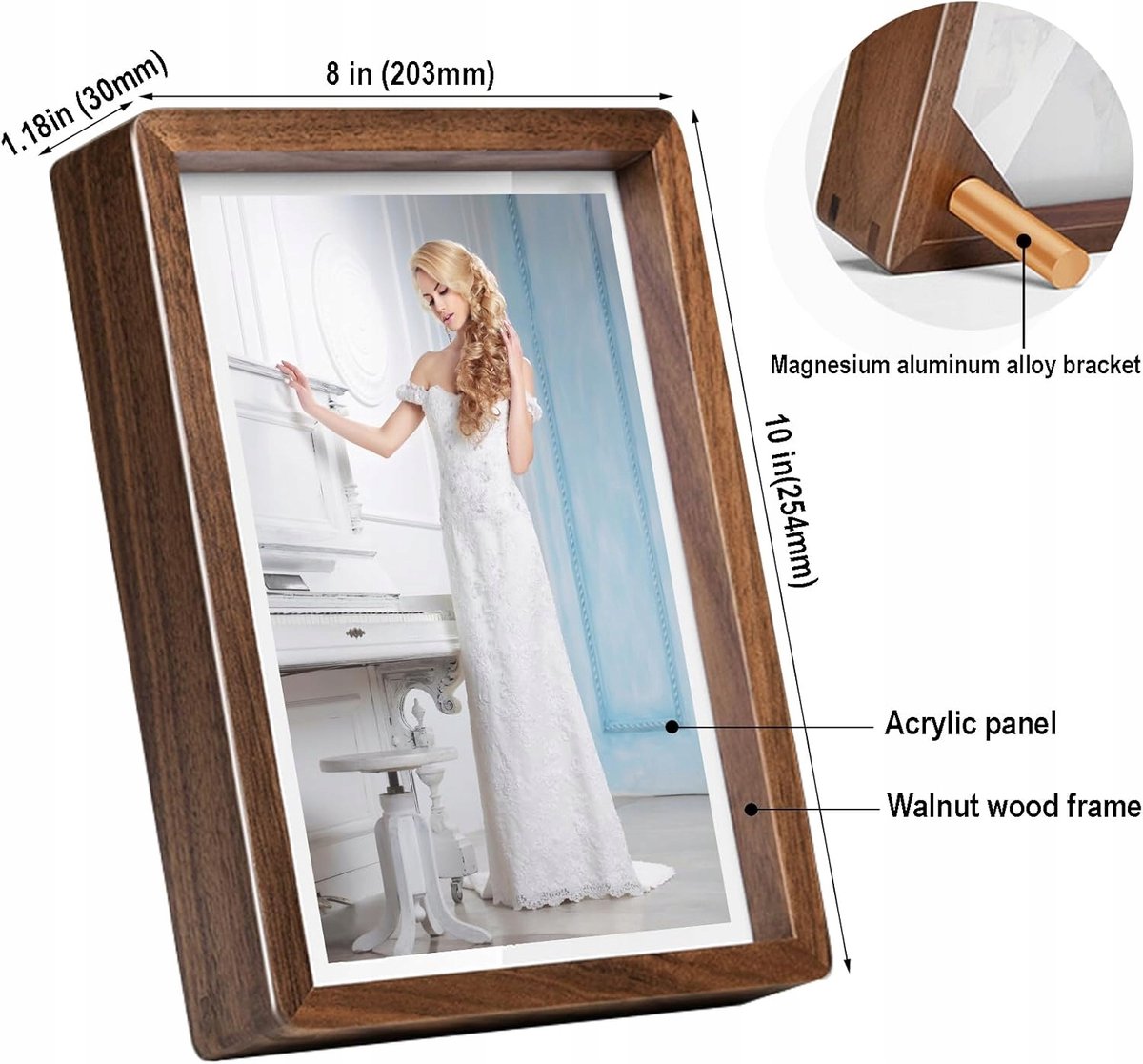 Houten fotolijst 25,4 x 20,3 cm - Bruin