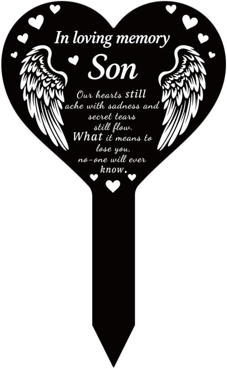 Grondpen herdenking zoon - acryl hart - waterdicht - persoonlijke tuin decoratie - ShopVlot