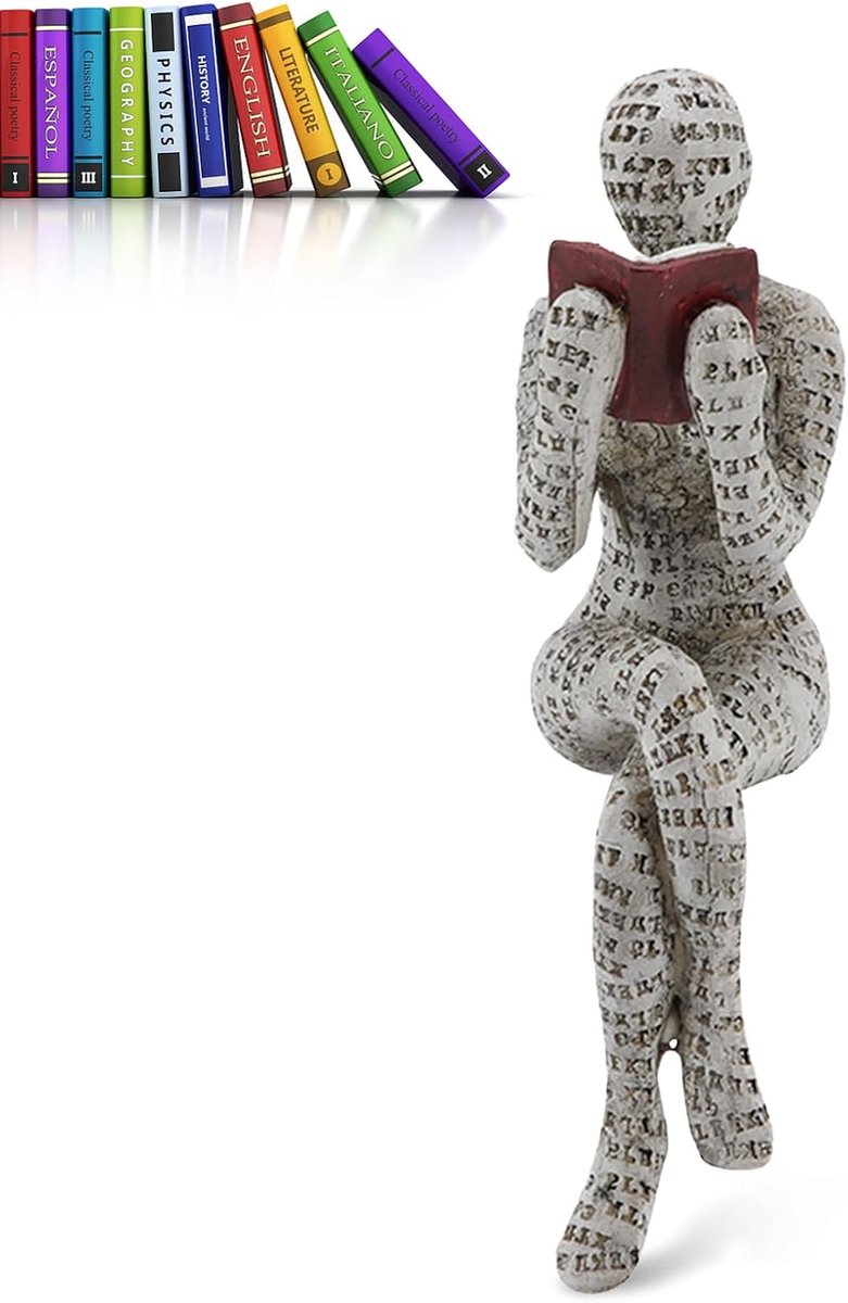 vrouw beeldje, hars abstracte lezing beeldje sculpturen innovatieve dame lezen pulp molding kantoor studie boekenplank ornamenten(NS)