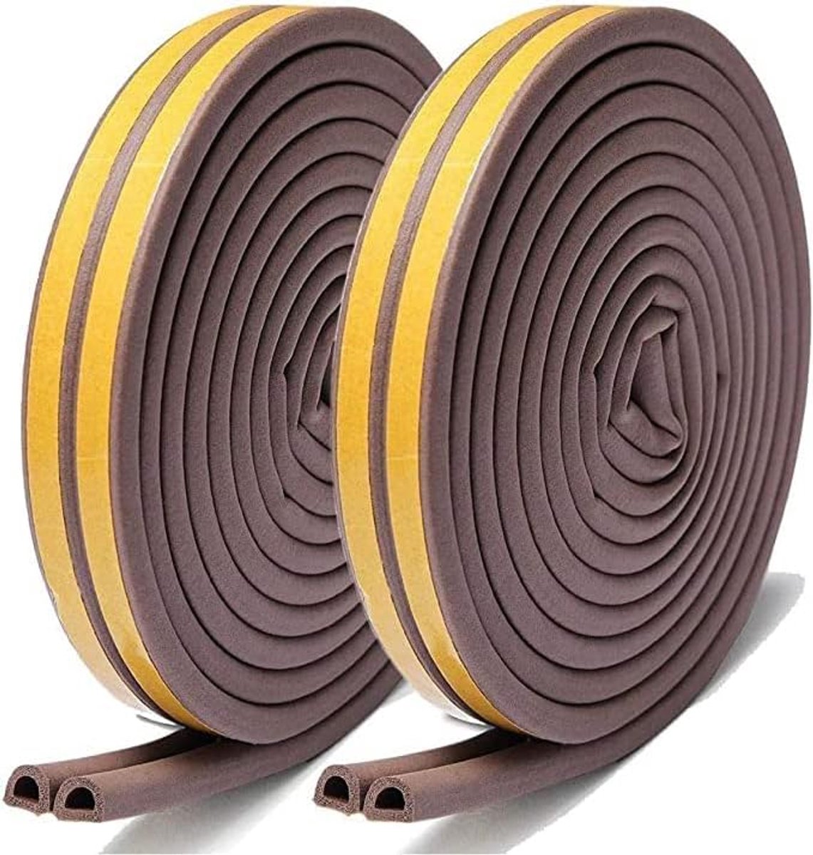 Zelfklevende D-profiel tochtstrip 9 mm (b) x 6 mm (d)/x20 m bruin | tochtstopper voor ramen en deuren, geluiddichte, waterdichte en stofdichte strip tegen koude tocht en botsing
