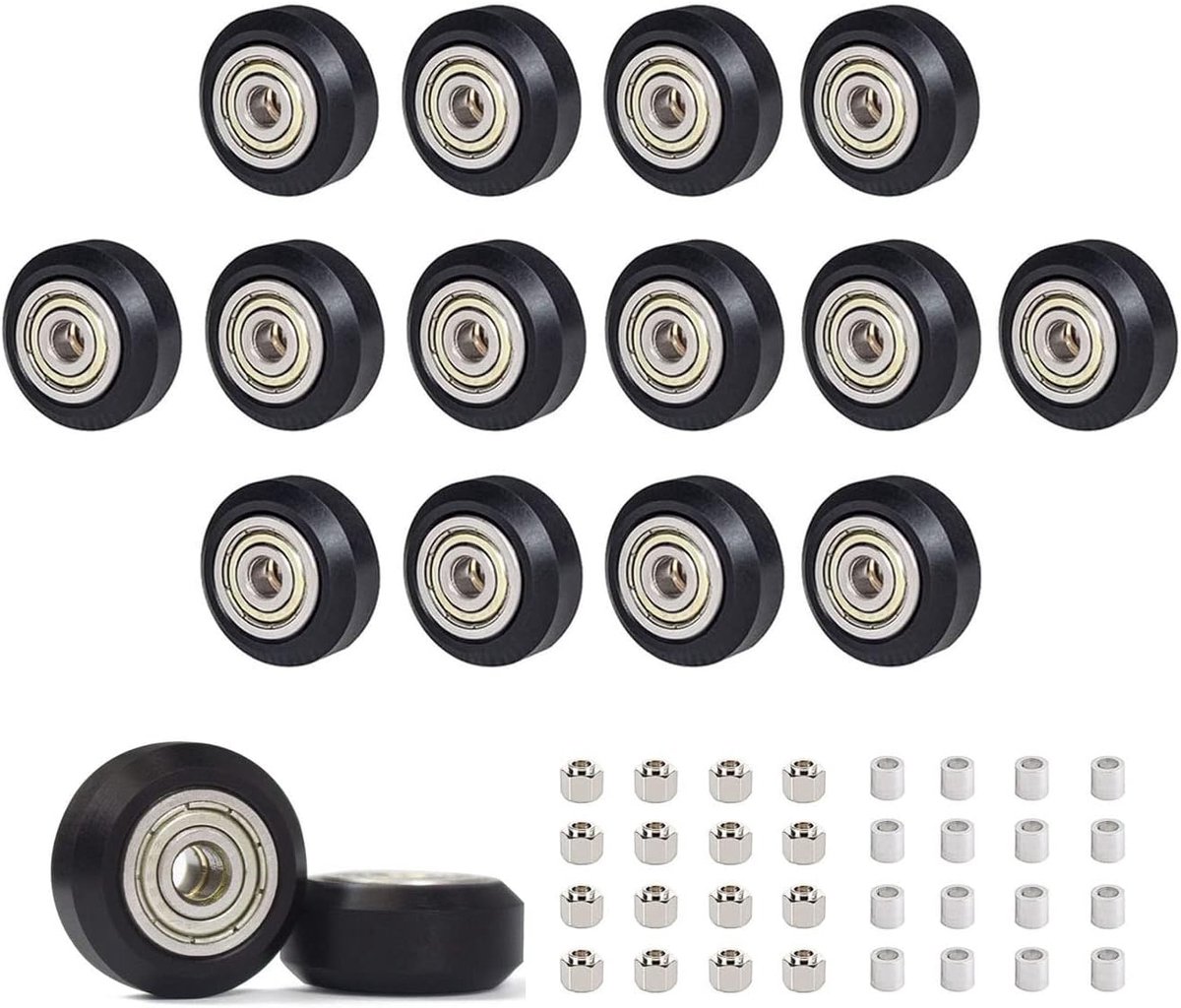 3D-Drucker Rollen V-slot Laufrollen POM Rad mit exzentrischer Säule 8mm Aluminiumsäule 8mm für Ender 3 3D-Drucker serie (16Stück / Packung)