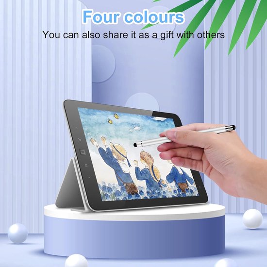 Tabletpen 2-in-1 rubberen styluspen, hoge gevoeligheid dubbele hoofdstylus, geschikt voor alle telefoons/tablets/Apple/iPad/Samsung Galaxy/Xiaomi/IOS/Android etc (zwart+roze+zilver+blauw) — afbeelding 4
