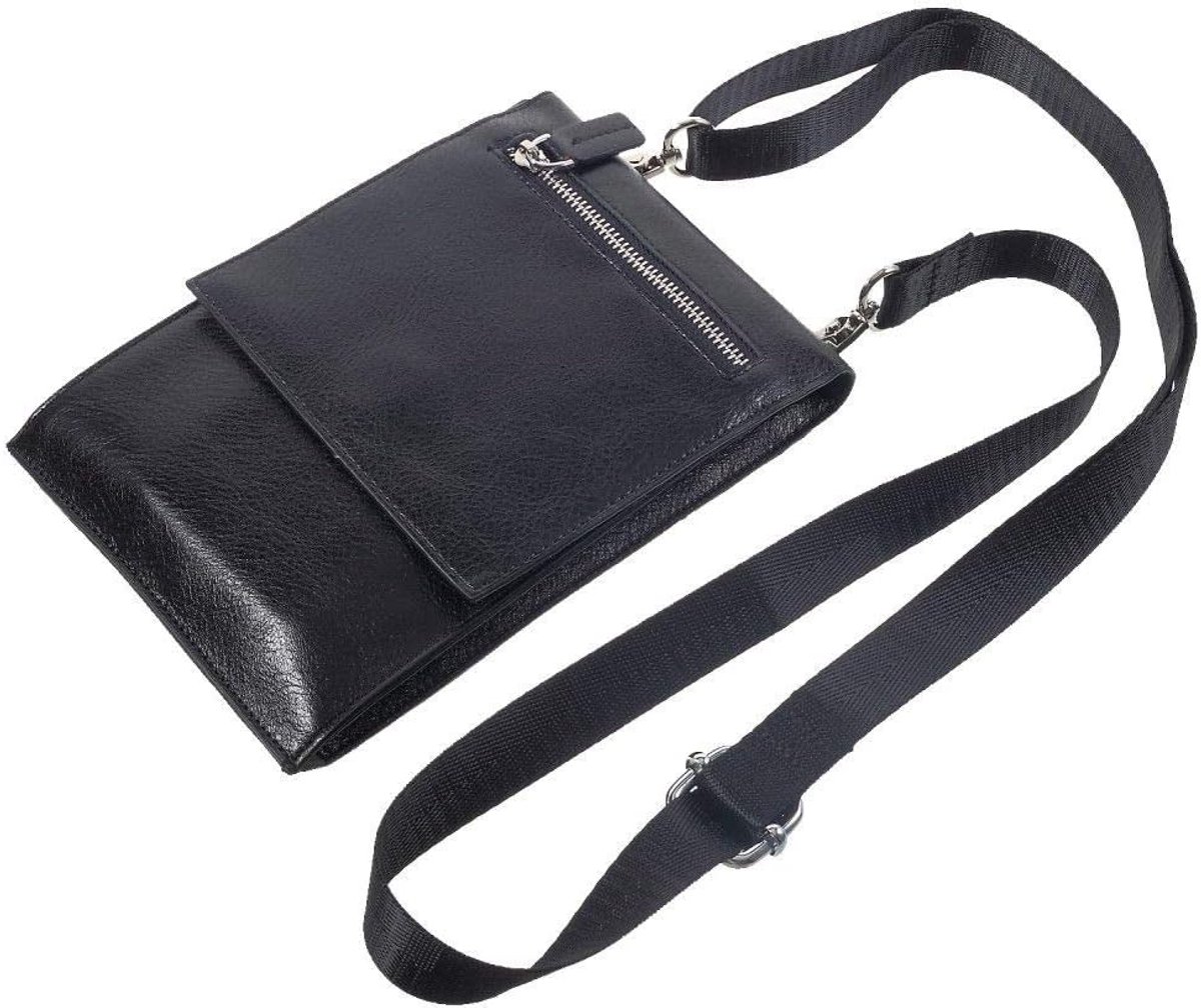 Pocket Schoudertas met Lanyard voor Tablet en Smartphone met Magnetische Sluiting en Ritsen voor VERNEE M6 (2018) - Zwart