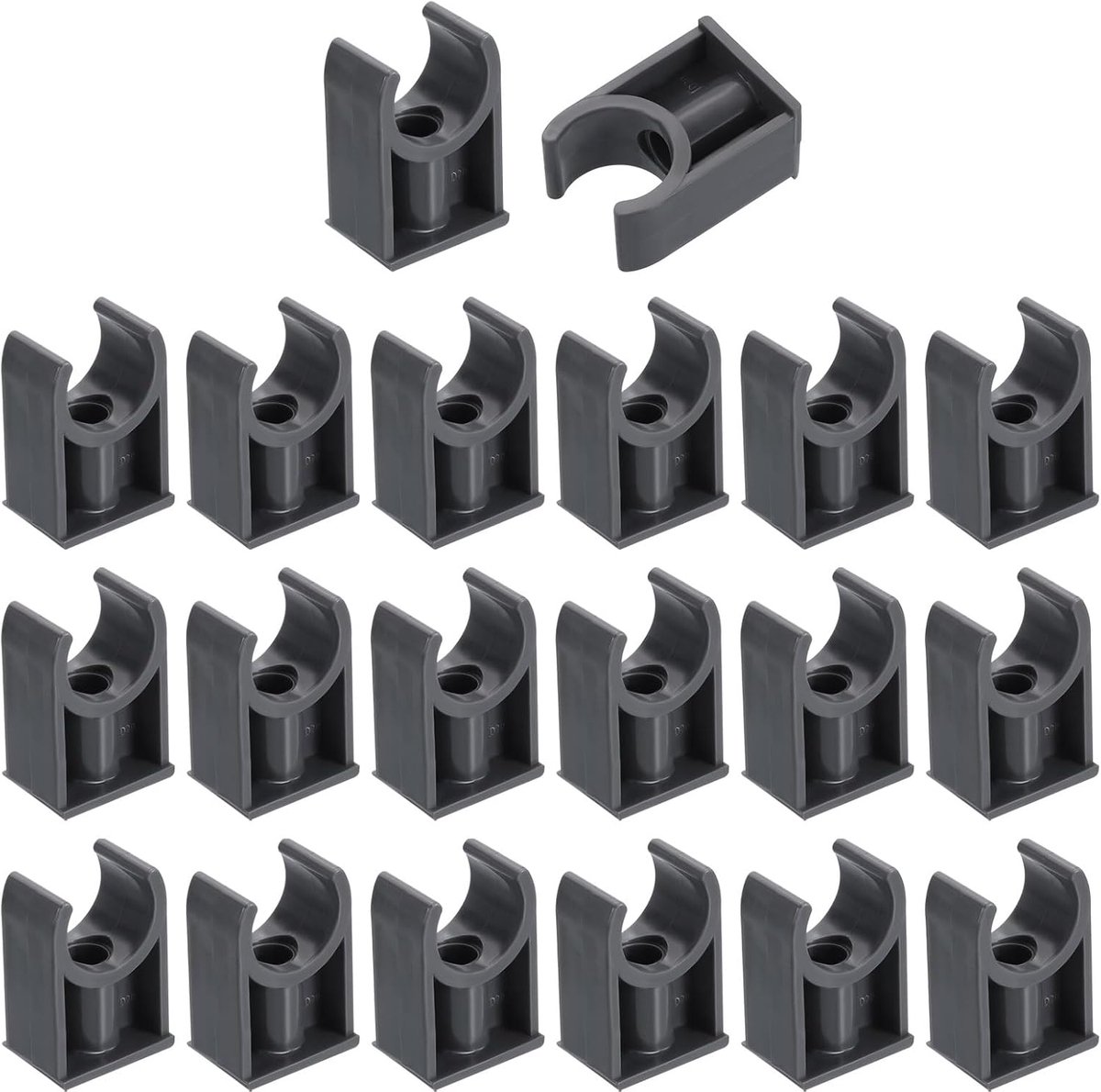 20 stuks PVC-slangbevestigingen voor water, U-bevestigingen voor slangen, slanghouder voor irrigatie voor 20 mm OD voor tv-kisten, buisbroeken, hangers, buishouder, grijs