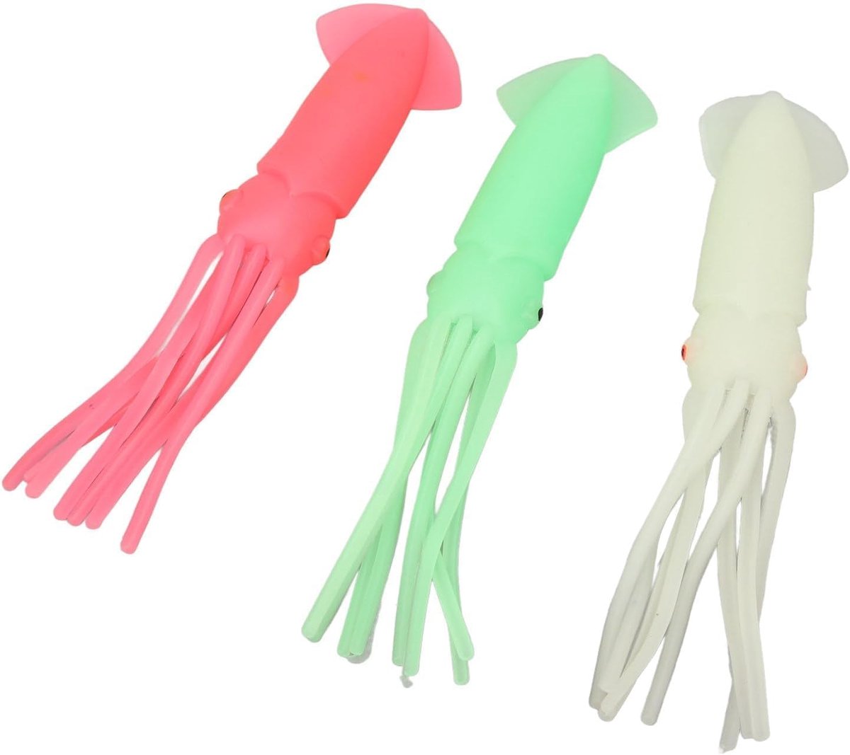 3 Stück Leuchtende Tintenfisch-Köder, Röcke, Jig-Angeln, Tintenfisch-Köder, Tintenfisch-Köder, Im Dunkeln Leuchtende Angelköder, Tintenfisch-Köder, Tintenfisch-Jig(20cm)