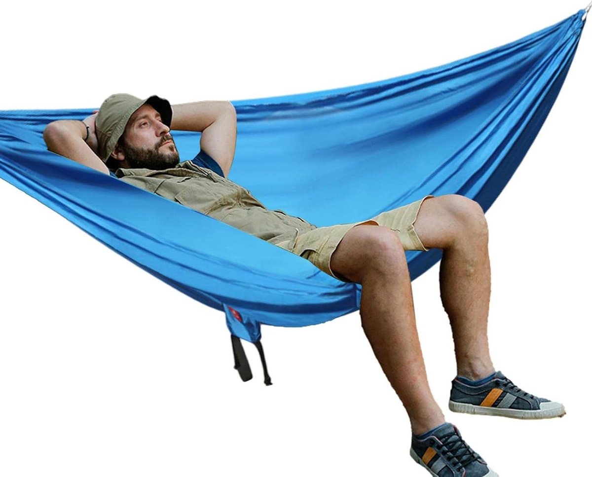 Hangmat voor twee - Campinghangmat Schommel - Buiten Ontspannen - Scheurvast Parachutenylon - 270 x 140 cm - Blauw