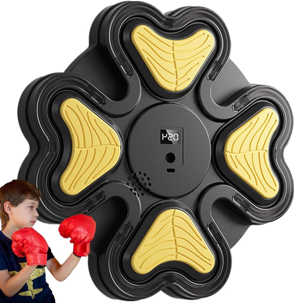 Slimme Boksmachine - Trainingsapparaat Fitness - Thuis Fitness - Geluidsarm Ontwerp - 28x28x1.5cm - Zwart