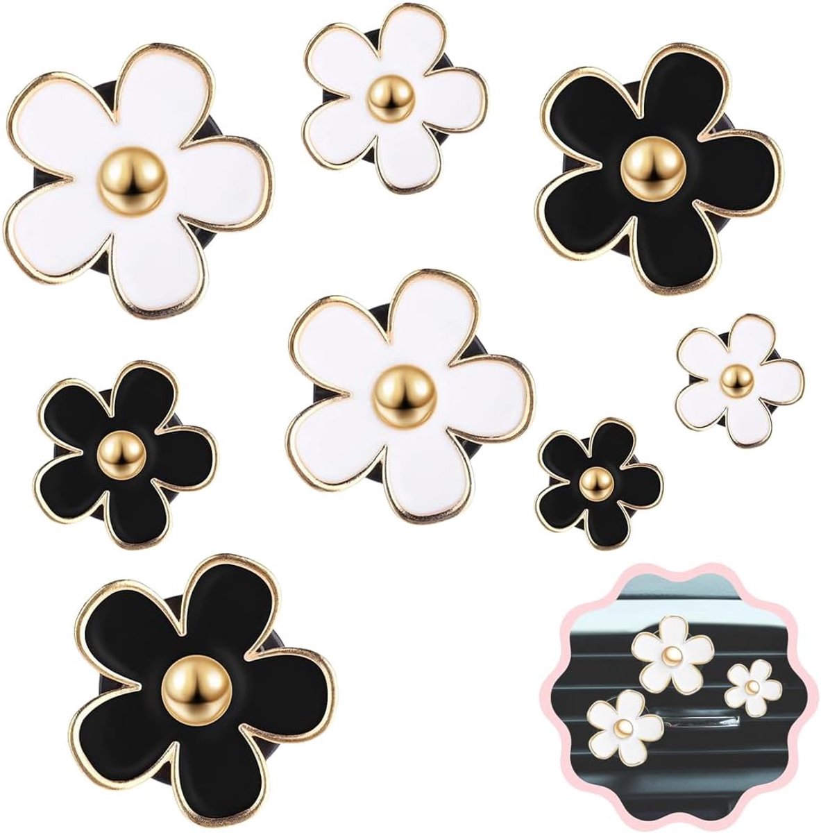 8 stuks madeliefjes auto-luchtverfrisser, auto-luchtverfrisser, clipbloem, auto-decoratie, interieur, bloem, auto-sieraden, interieur, meisjes, vrouwen, auto, woonkamer, kantoor
