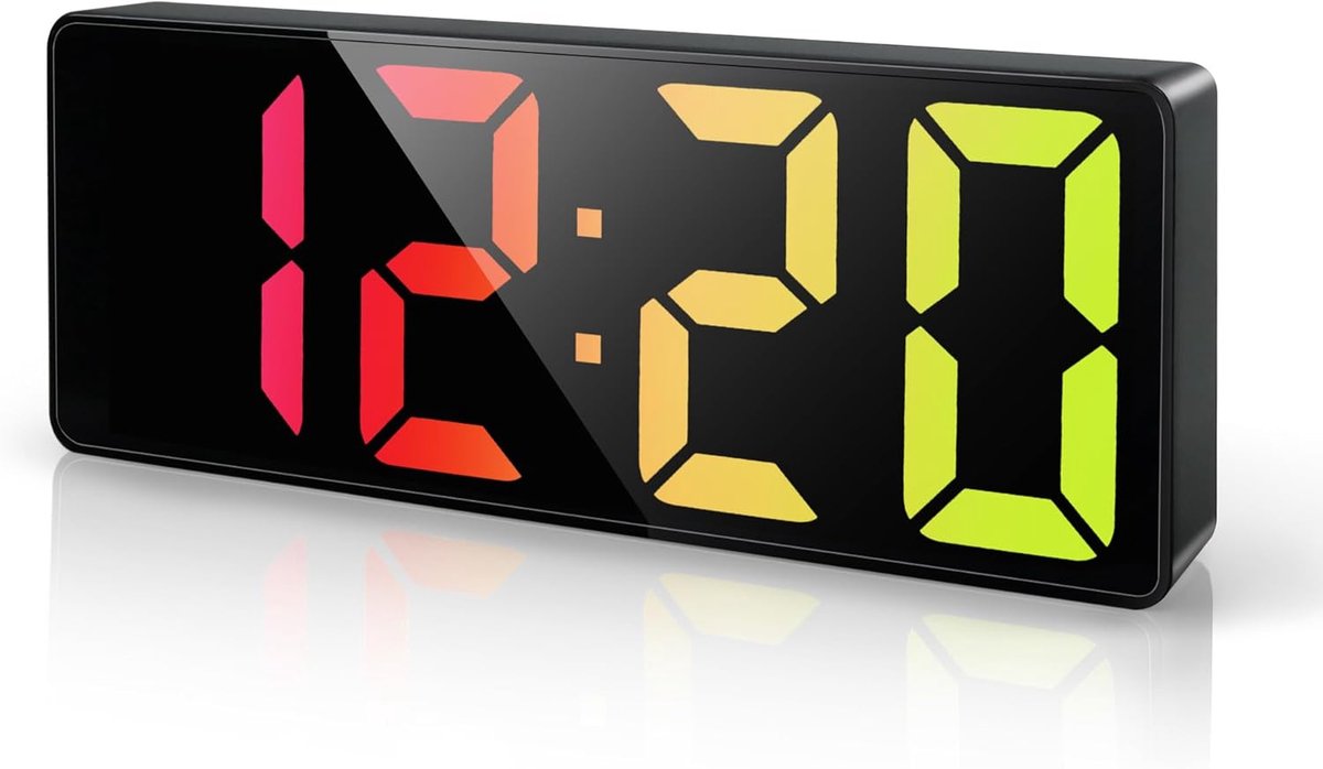 RGB kleurrijke wekker, digitale led met 13 RGB-kleuren, grote cijfers, tafelklok digitaal met snooze, instelbare helderheid, 3 volumes, 12/24 uur voor nachtkastje, slaapkamer, kantoor
