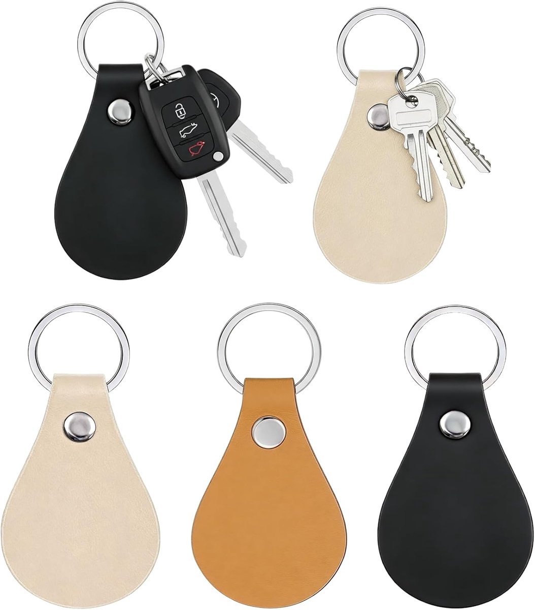 18 stuks sleutelhanger blanks van PU leer voor graveren en knutselen sleutelhangers leer blanco met metalen ringen in geel roze zwart voor DIY projecten en organisatiedoelen