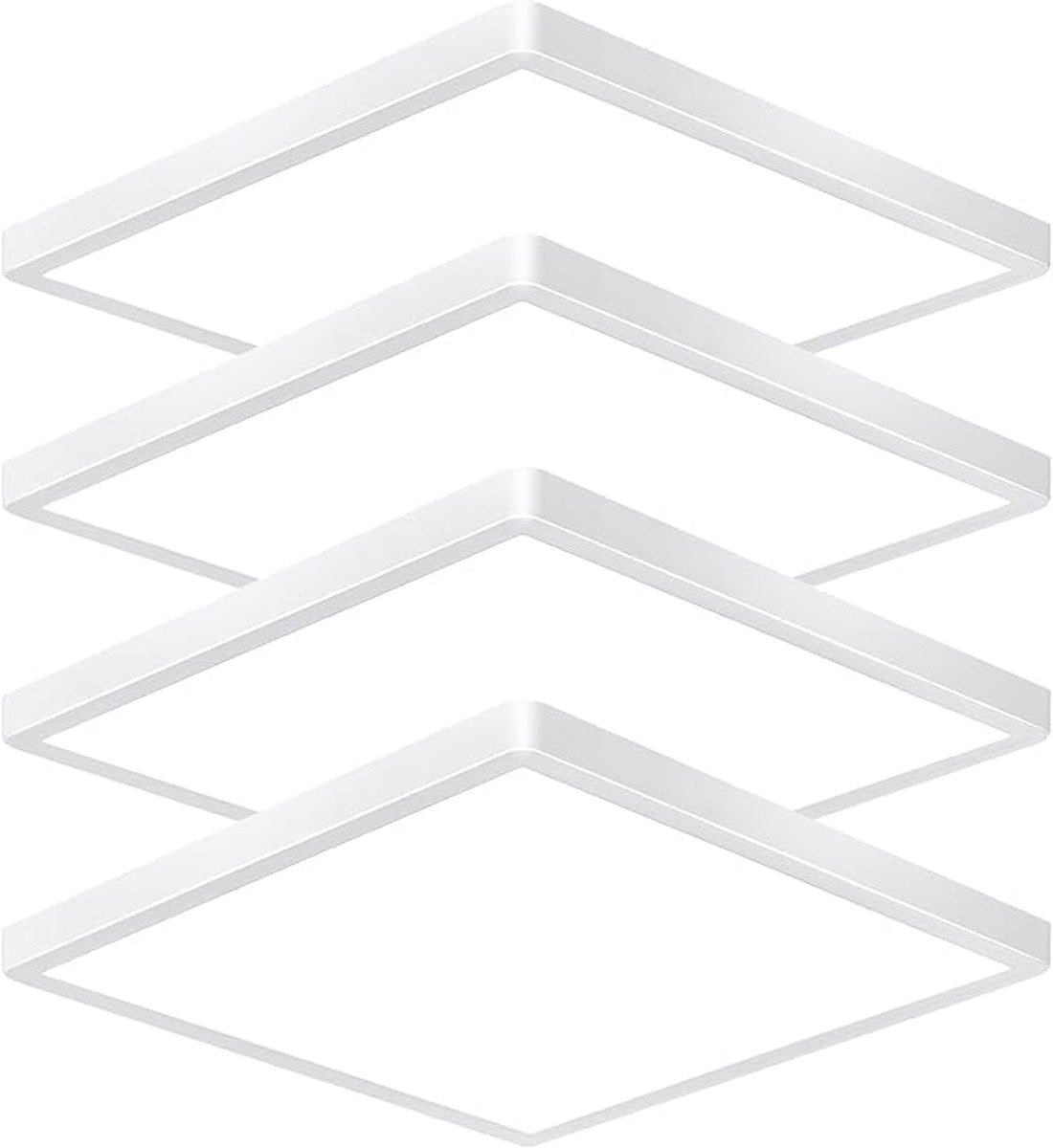 Plafondlampen, 24 W, 5000 K, ultradun (29 x 2,5 cm), ideaal voor badkamer, slaapkamer, woonkamer, keuken, kelder en balkon.