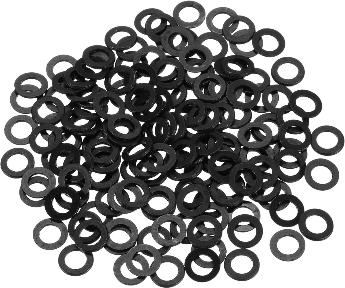 155 stuks nylon sluitringen, 6 mm ID 12 mm OD 1,2 mm dik platte schijf, kunststof afstandhouders voor schroeven, bouten, tuinkraan, sanitaire reparatie, zwart
