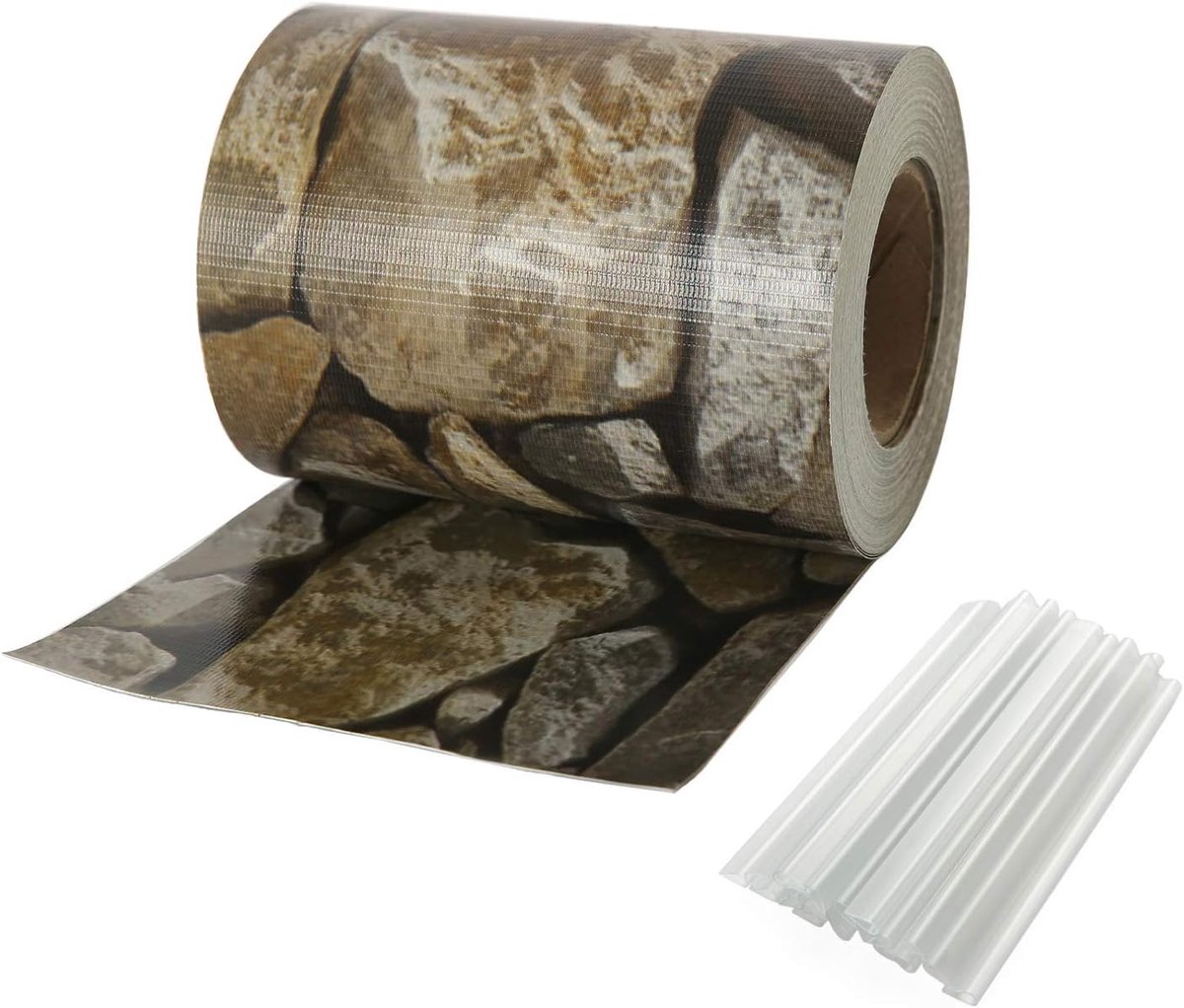 PVC privacy film privacy strips tuin privacy hek incl. 20 x bevestigingsclips 450g / m² - dubbelstaafmatten voor tuinhek - (19cmx35m steen look)