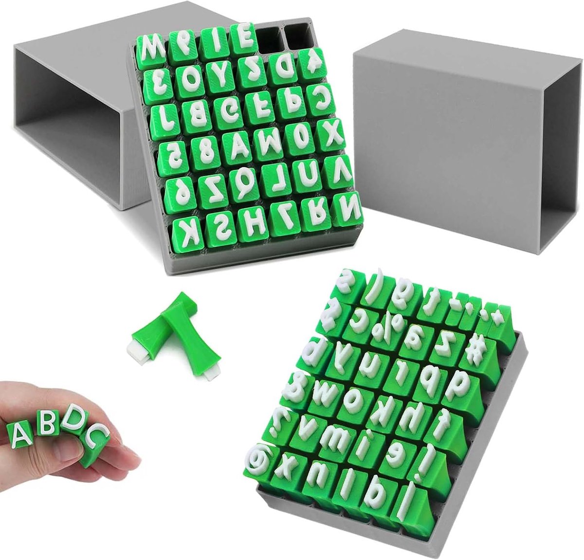 Letterset, 2 dozen, letterstempel, klei, 74 stuks pottenbakkersgereedschap, pottenbakkersstempel, grote en kleine letterstempels, voor pottenbakken en keramiek, kunsthandwerk