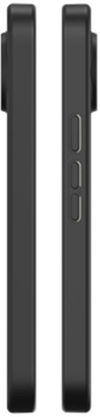 Twee profielen van een zwarte telefoonhoes, zijaanzicht.