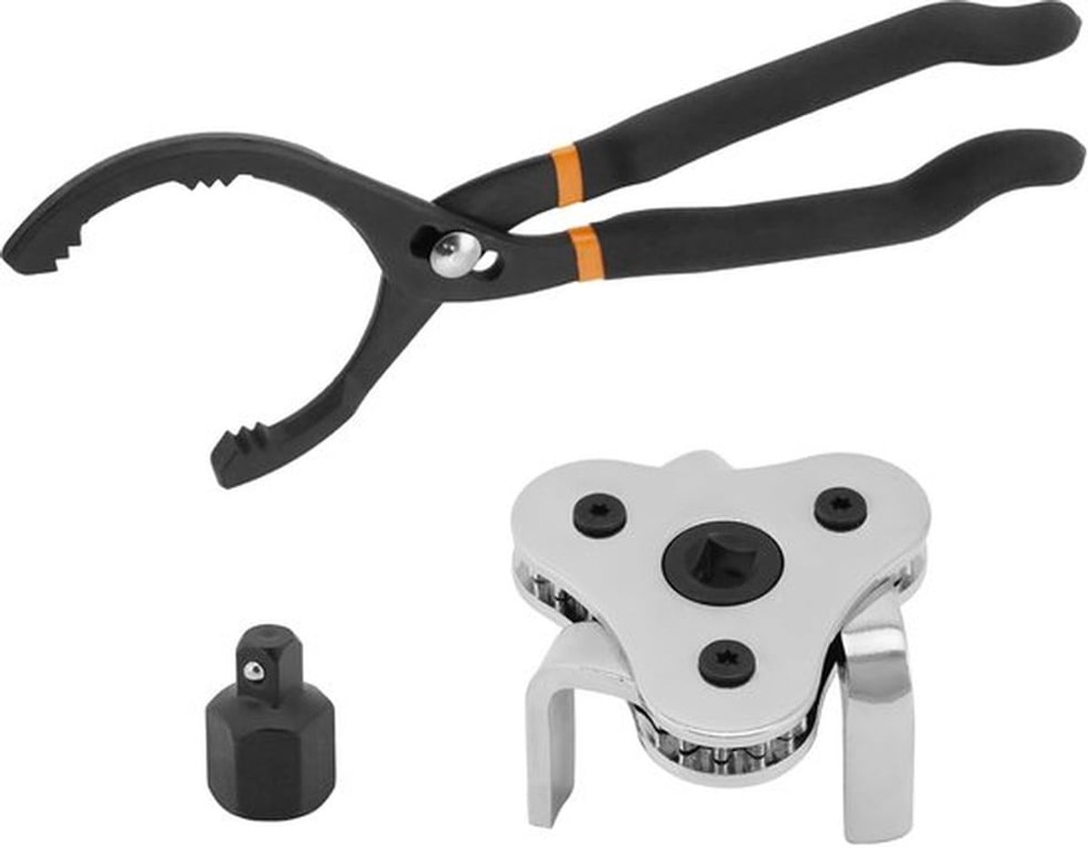 ® 2 stuks oliefiltersleutelset, 30 cm verstelbare oliefiltertang, 3-armige oliefilterspin, voor oliefilter Ø 63-120 mm