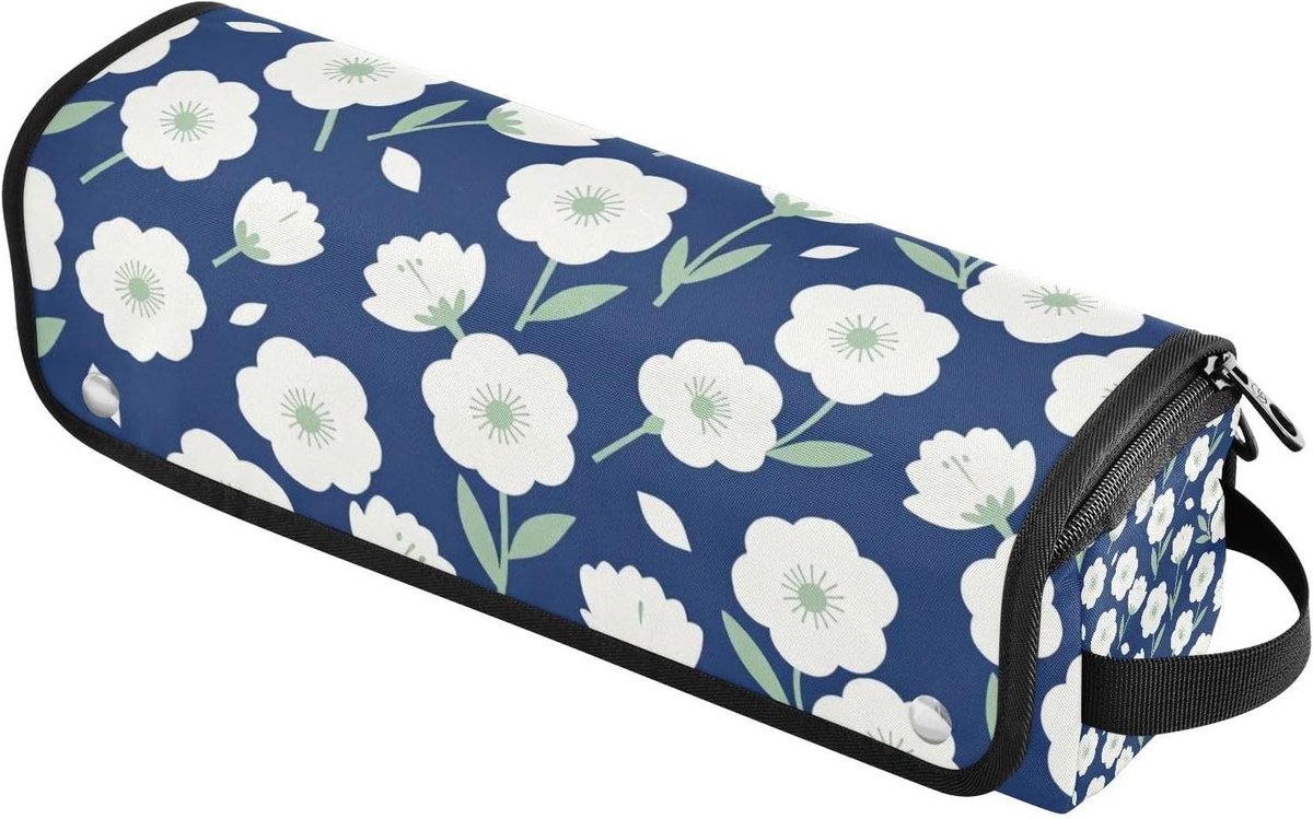 Krultang Reistas - Stijltang Tas - Haarstyling Opbergen - Hittebestendige Mat - 37 cm - Marineblauw Wit