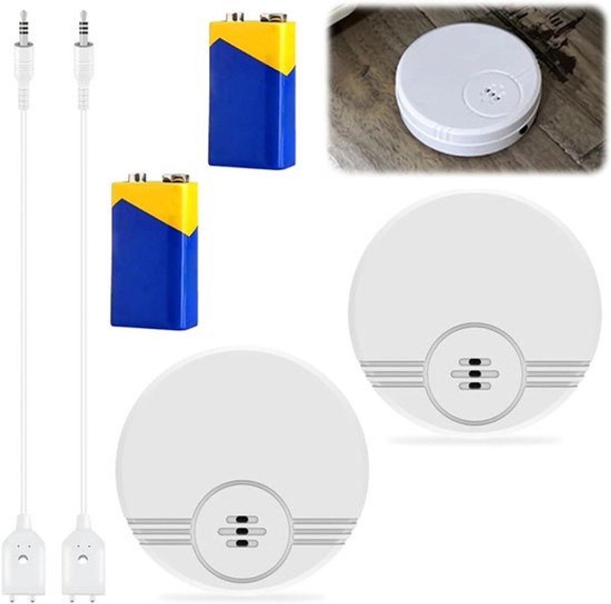 Watermelder 135 dB Vloeddetector en watersensor voor keuken, bijkeuken, badkamer, kelder, magazijn, garage Inclusief 6F22/9V batterijen