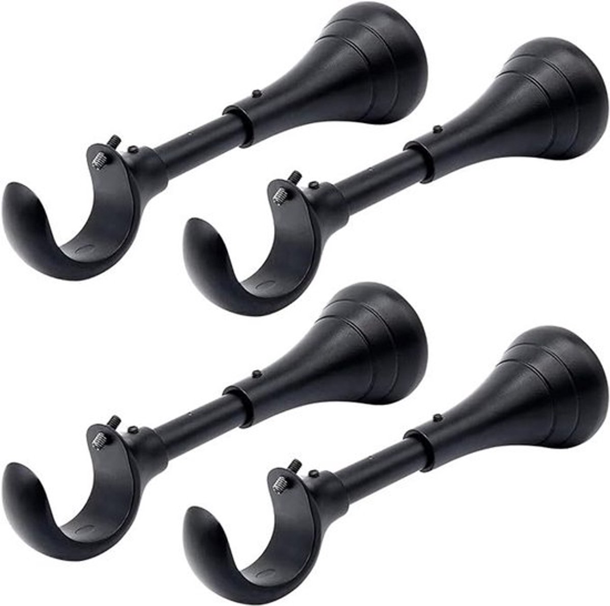 Robuuste gordijnroedebeugels voor muren, 6-inch gordijnroedebeugels, extra lange robuuste gordijnroedebeugels voor 3/4 tot 1-inch roedes, 4 verlengbare muurbeugels, set van 2, zwart