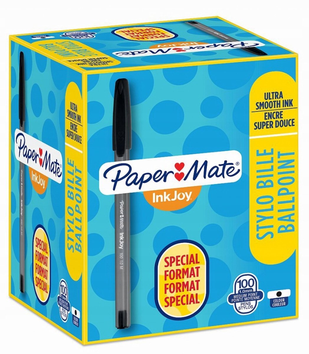 Paper Mate Inkjoy 100 Cap Zwarte Pen, 1,0 mm Punt
