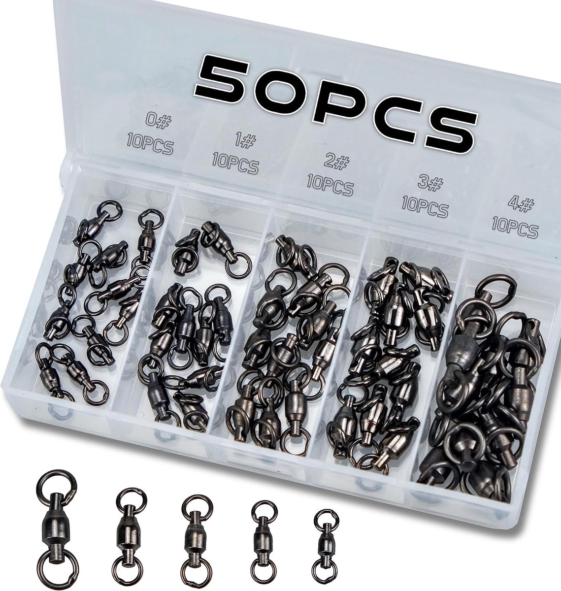 Kogellager Swivels Set 50pcs - Koper met RVS - Hoge sterkte - Perfect voor zoutwater vissen - ShopVlot