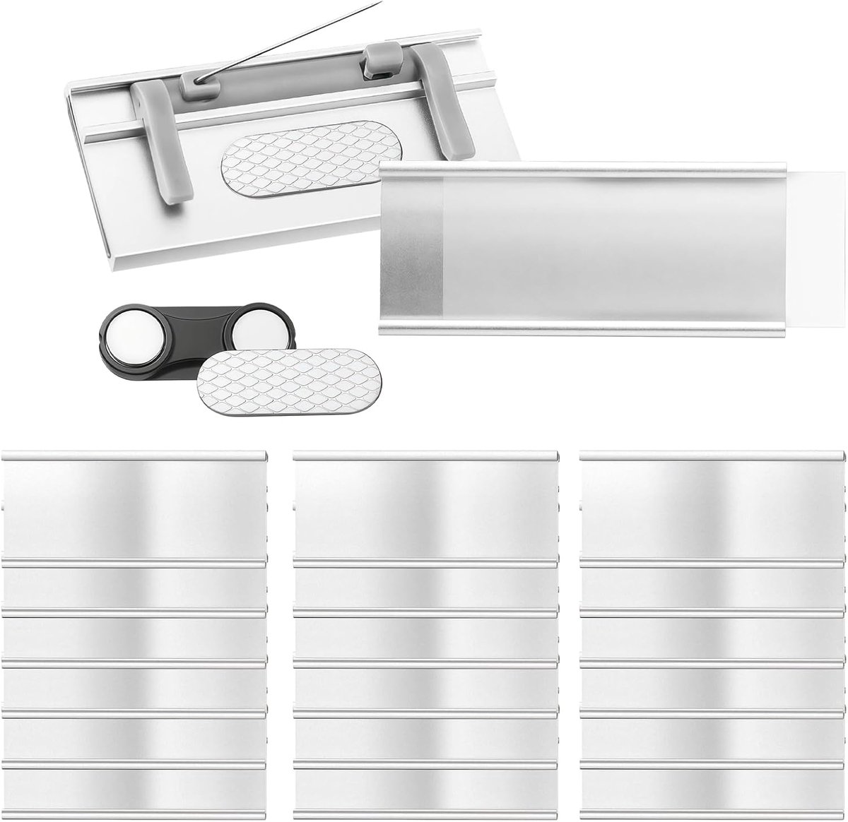 naamplaatjes voor kleding 75 x 35 mm - aluminium met magneet - sterke dubbele magneet - ideaal voor werk - ShopVlot
