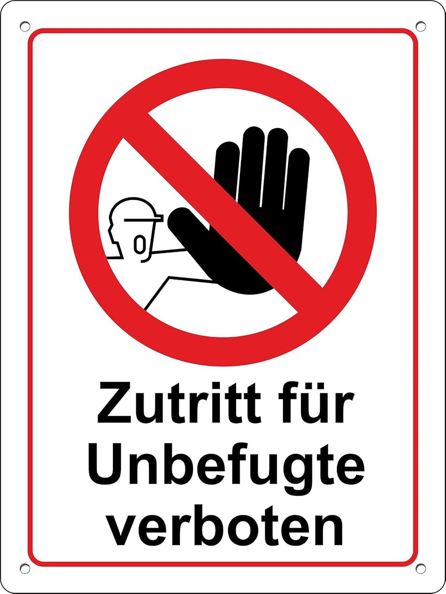 Verboden toegang voor onbevoegden bord 30x20cm - aluminium composiet plaat - 3mm dik - duidelijke waarschuwing - SnelShoppen