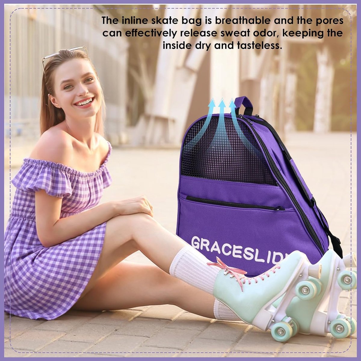 Roller skates tas met grote capaciteit - inliner tas voor kinderen - ademende mesh zakken - SnelShoppen