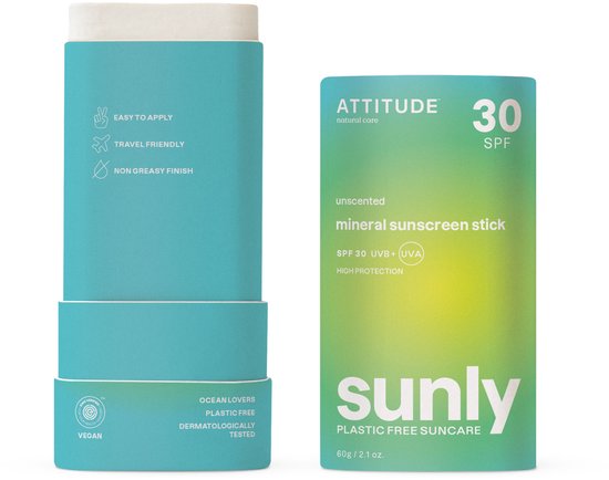 ATTITUDE Sunly Zonnebrandstick Parfumvrij - SPF30 ECO - duurzaam van Attitude — afbeelding 2