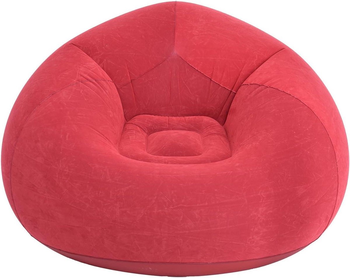 Opblaasbare Zitzak Sofa - Luchtbank Stoel - Ontspannen Zitten - Ergonomisch Ontwerp - 110 x 110 x 85 cm - Rood