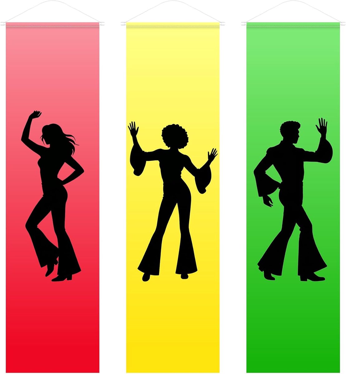 Disco feestdecoratie 3 stuks - polyester muur banner - jaren 70 retro - perfect voor verjaardagsfeest - SnelShoppen