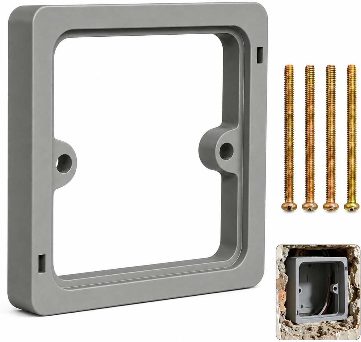 Afstandhouder 10mm voor stopcontact - Grijze surround extender - Verhoogt inbouwdozen - Ideaal voor betegelde wanden - SnelShoppen