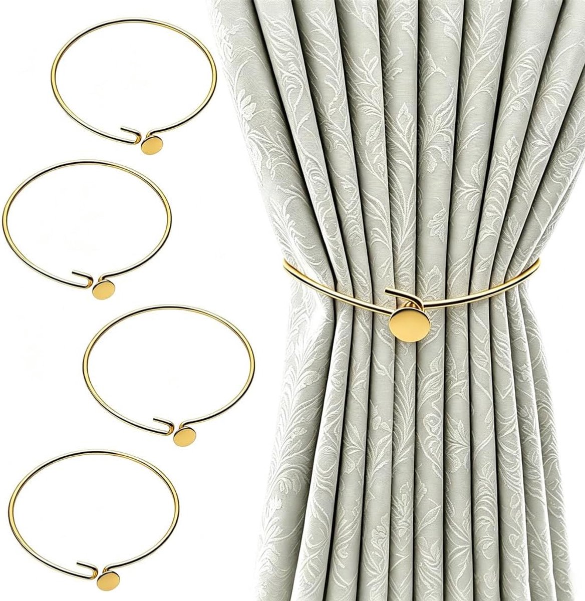 Gordijnhouder goud - decoratieve metalen houder - moderne stijl - ideaal voor woonkamer, slaapkamer - SnelShoppen