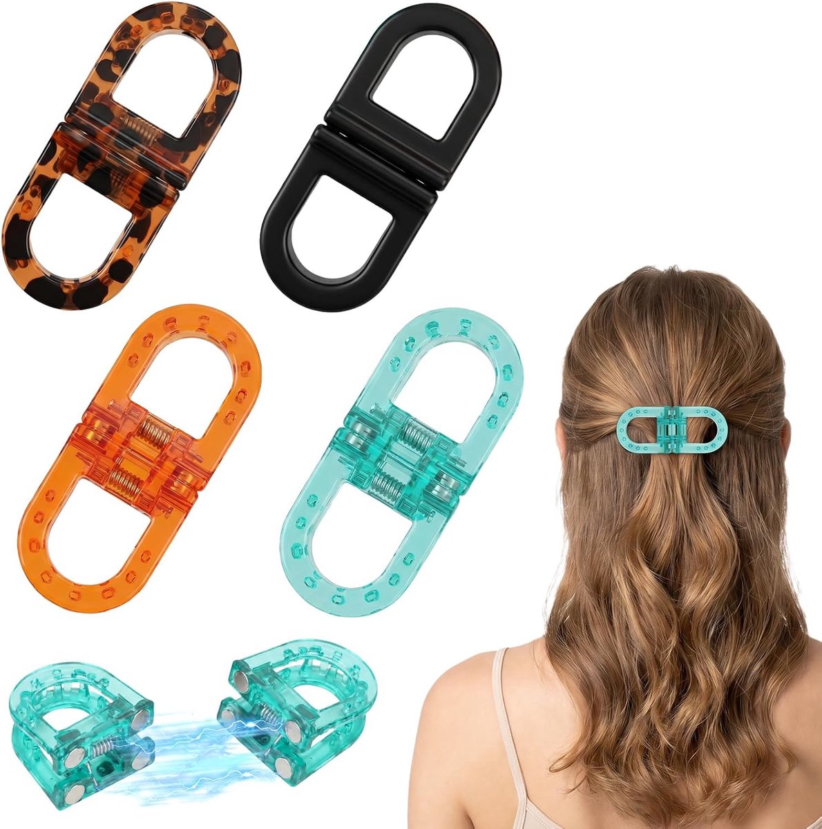 Haarspelden 4 Stuks - Magnetische Haarclips - Kinkvrije Klemmen - Eenvoudige dagelijkse haarstyling - SnelShoppen