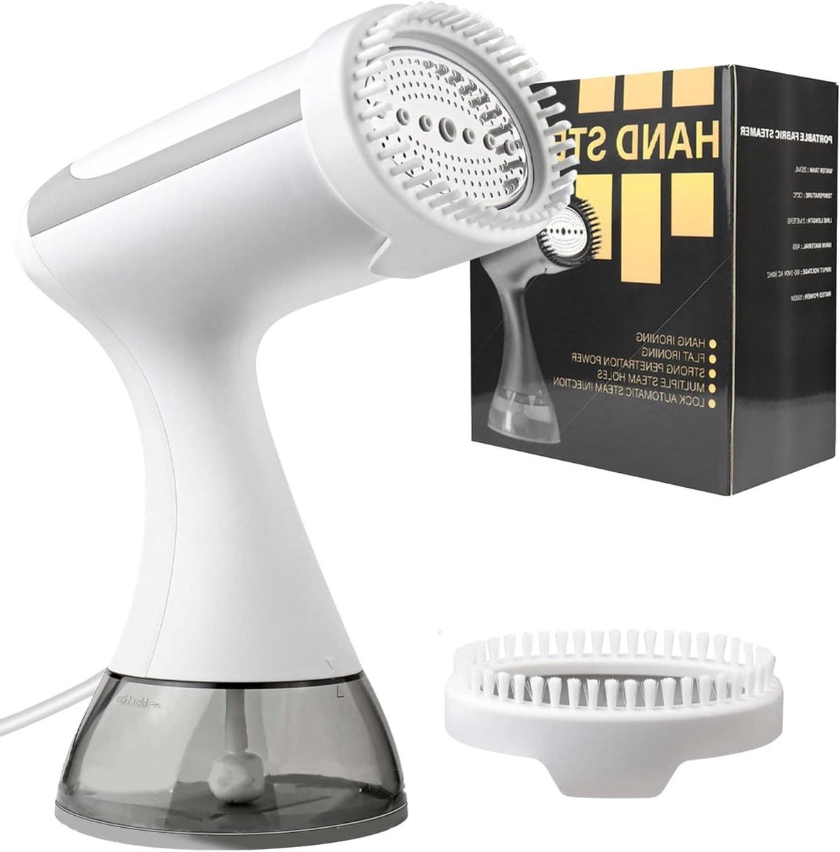Handstomer - Stoomstrijker Kleding - Kreukels Verwijderen - 360 Graden Roterend - 300 ml - Wit