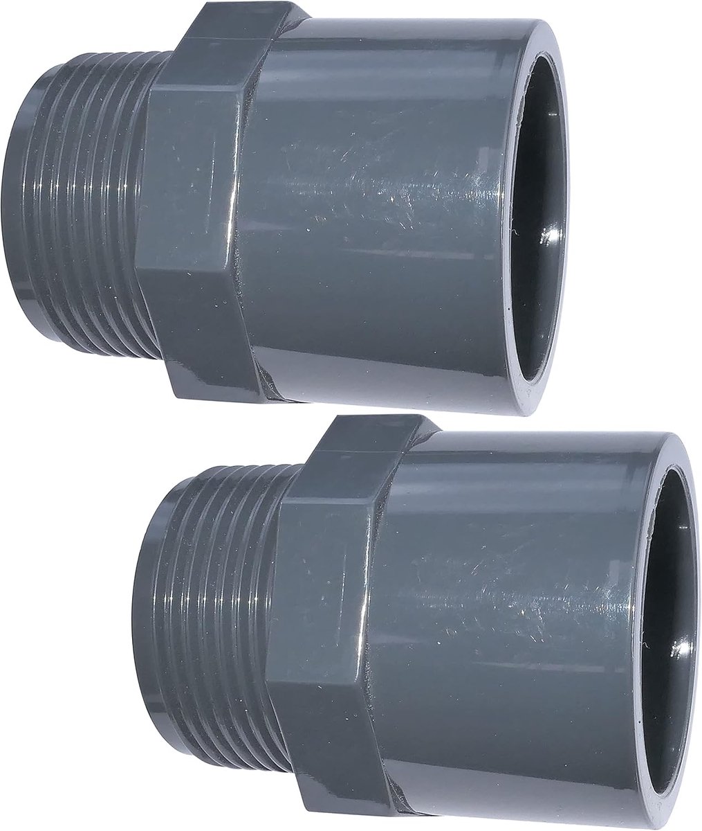 Drukverbinding set 2 stuks - kunststof - externe schroefdraad 1 1/4" - ideaal voor waterdistributie - SnelShoppen