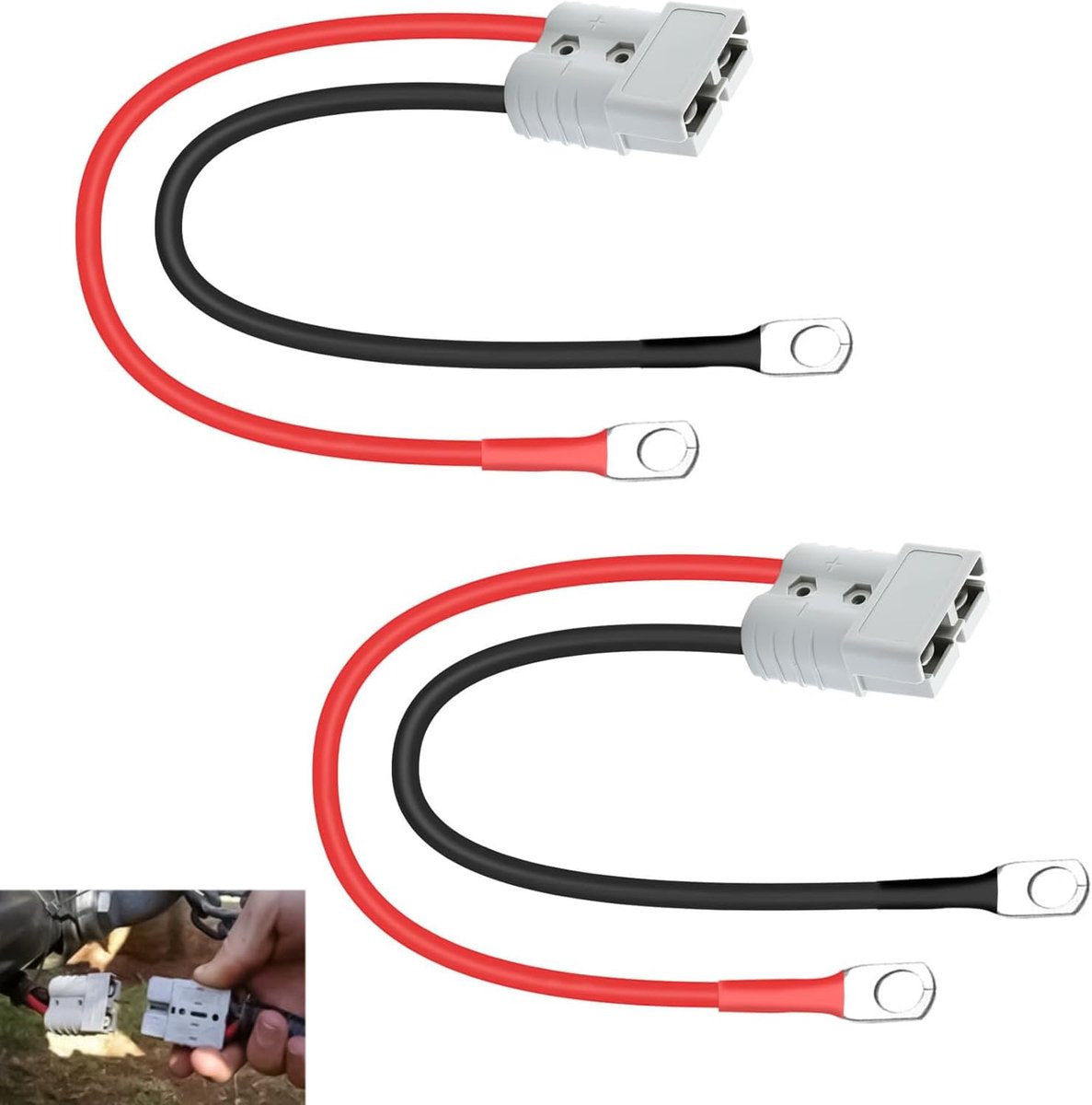 Batterijconnectoren 50A 600V - O-ring met 10 AWG kabel - Flexibel en duurzaam - Ideaal voor voertuigen - SnelShoppen