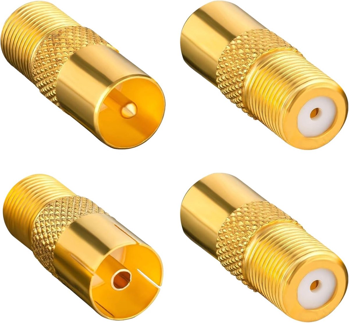 TV antenne adapter 4 stuks - F connector naar coaxiale plug - Universele aansluiting - Gemakkelijk verbinden - SnelShoppen