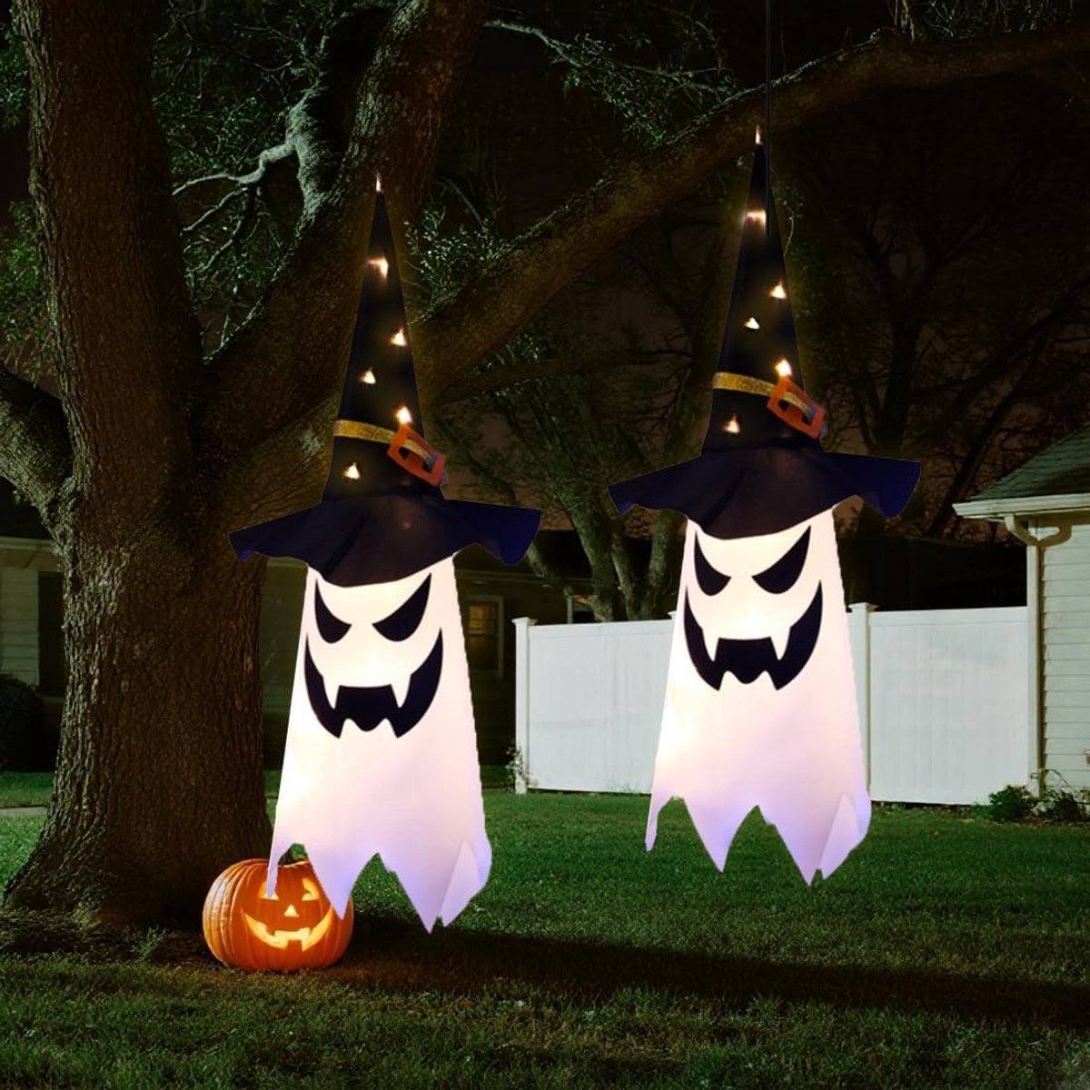 Halloween-decoratie, witte stoffen geest, Halloween-decoratie, horror voor buiten, feest