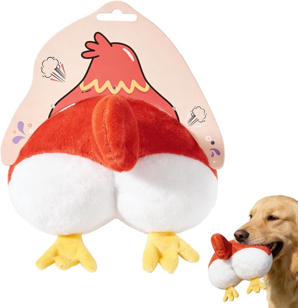 Hondenspeelgoed Piepend - Kauwspeelgoed Puppy - Interactief Spel - Grappig Geluid - 15 x 14 cm - Kip