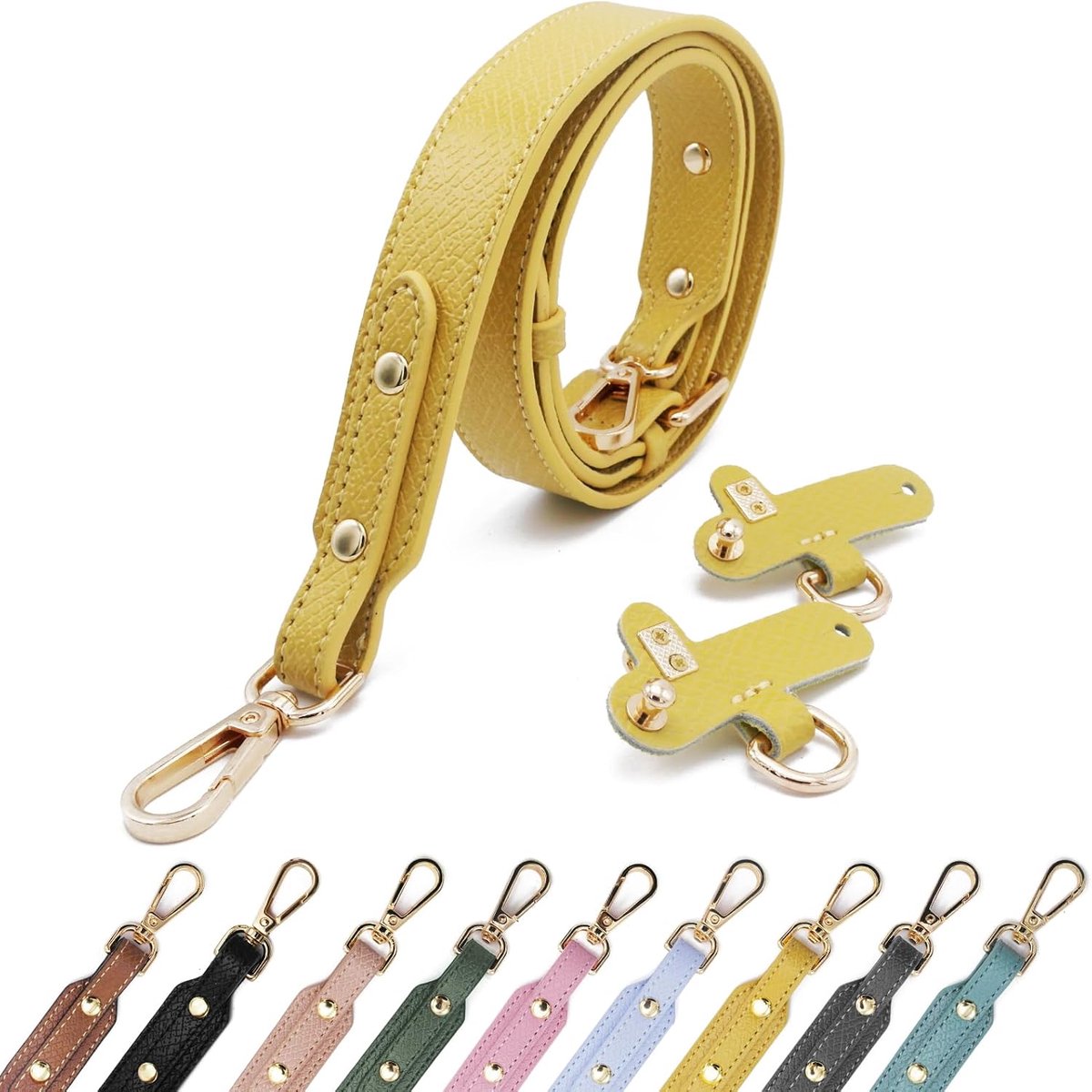Leahter Schouderriem Voor Tassen Dames Verstelbare Brede Schouderriem Meisjes Meerkleurige Handtas Tasriem Tas Riem Verstelbare Vervangende Draagriem yellow gold 2.5cm