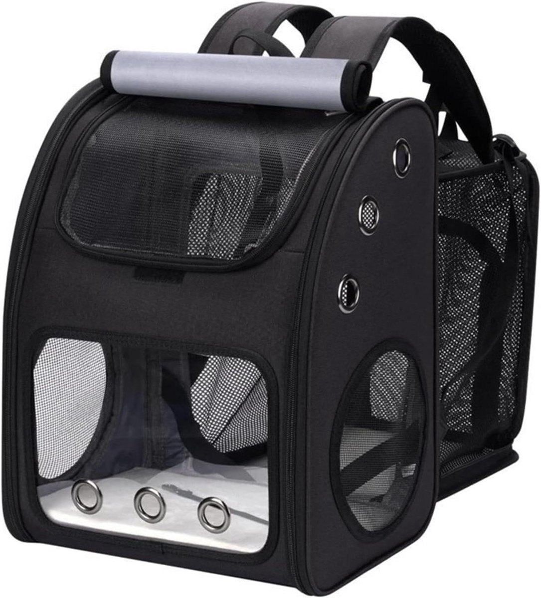 Draagtas Huisdieren - Reismand Kat Hond - Reizen met Huisdier - Goede Ventilatie - 34x27x42.5cm - Zwart