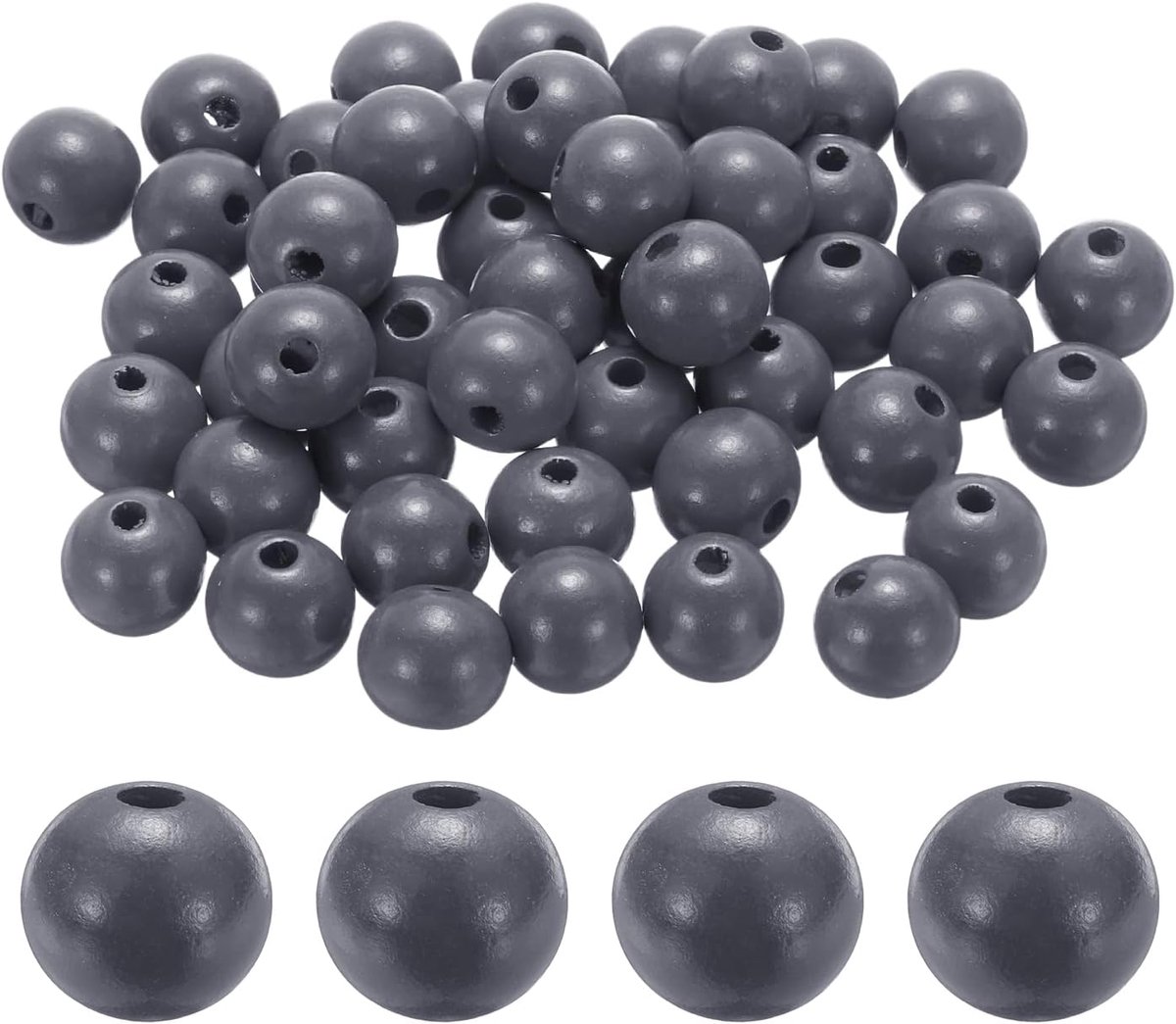 50 stuks 20 mm donkergrijze houten kralen met groot gat van 3,3 mm losse spacerkralen voor het maken van sieraden, halskettingen, kunsthandwerk, handgemaakte decoraties, macramé