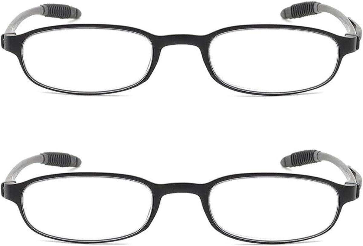 Flexibel en Lichtgewicht Leesbril met Blauwlichtfilter, Klein en Draagbaar (2-pack, Breedte 132 mm)