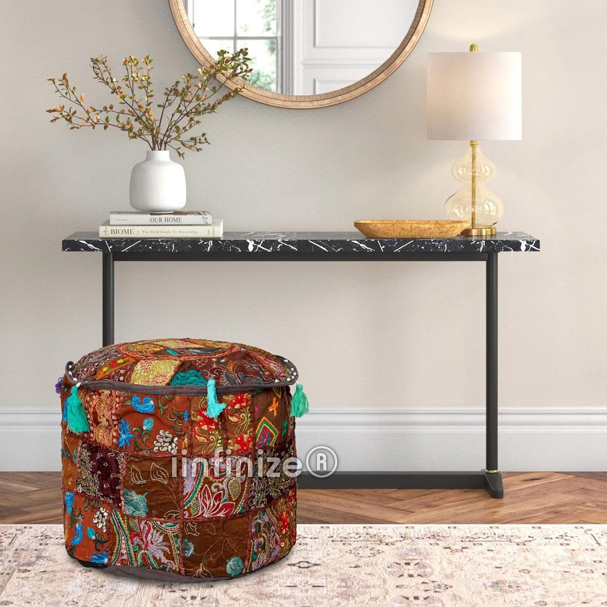 Voetenbank patchwork 18x18x13 inch - katoen - ergonomisch ontwerp - comfortabele décor - SnelShoppen